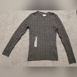 NWT Charter Club Gray Cotton Pullover Sweater Size Petite Medium Gray Silver New
